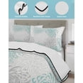thumbnail image 4 of Aqua White Queen Size Down Alternative Comforter, Lightweight Comforter Quilt Bedding Set with Pillow Shams Abstract Grey Chrysanthemum Flower Floral All Seasons Bed Comforter Duvet Insert 90"x96", 4 of 7