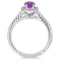 thumbnail image 2 of SZUL Women's 1 Carat Amethyst and Diamond Halo Rope Ring in 10K White Gold, 2 of 3