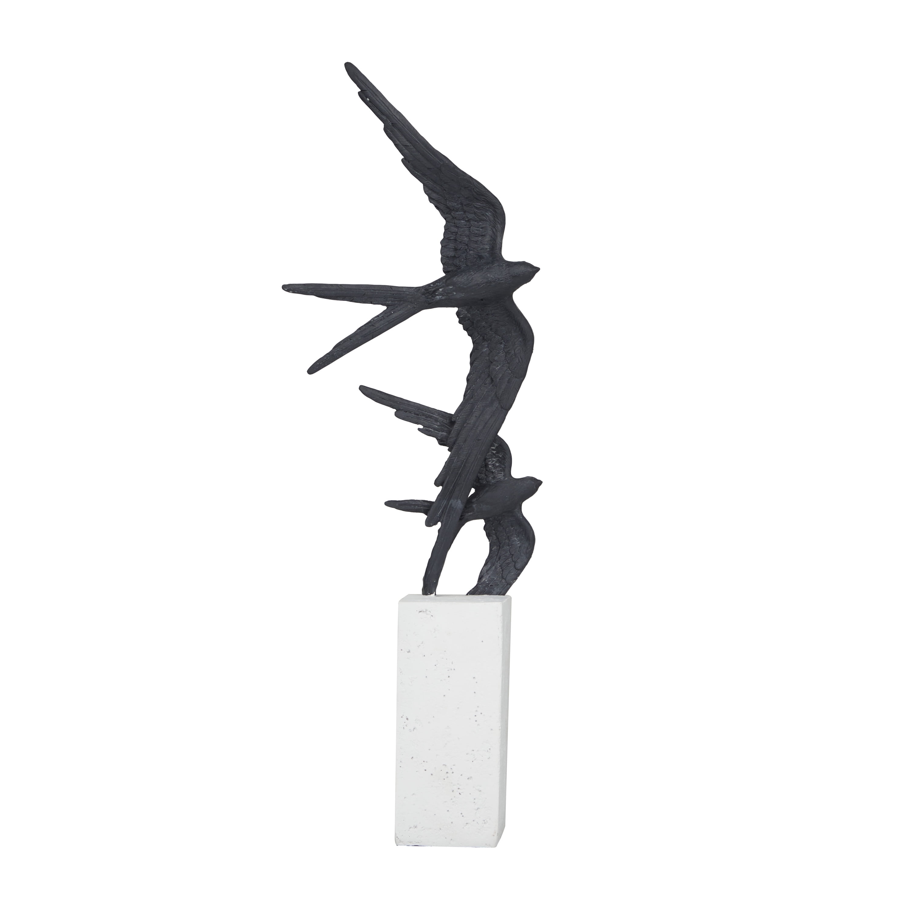 7" x 20" Black Polystone Bird Sculpture, by DecMode