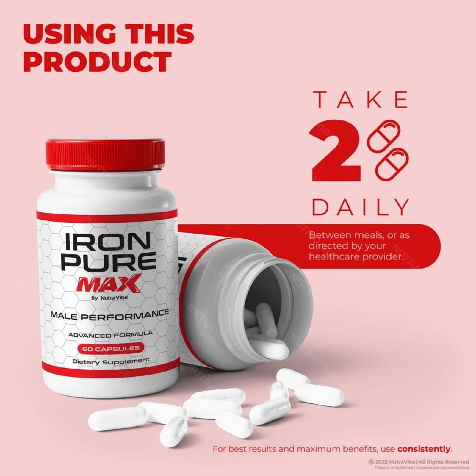 (3 Pack) Iron Pure Max – Original IronPure Max Capsules with a Natural Daily Blend for Energy & Wellness |Clean, Gentle, Easy-to-Swallow Pills (180 Capsules)