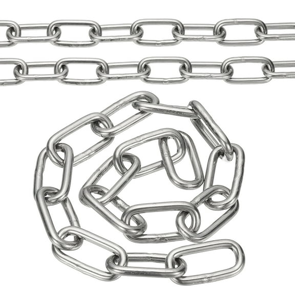 1.6ft SUS304 Stainless Steel Chain, 5mm Metal Chain Link 0.5 Meter Small Light Duty for Home Outdoor Camping Hanging Pet Plant, Silver