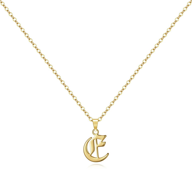 The Initial Charm Necklace [Old English] 14K White Gold