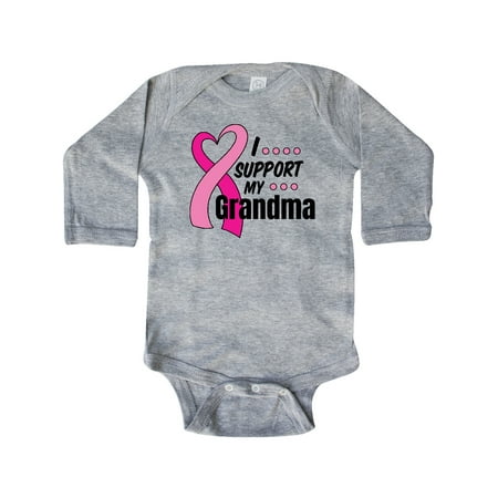 

Inktastic Breast Cancer Awareness I Support My Grandma Pink Ribbon Gift Baby Boy or Baby Girl Long Sleeve Bodysuit