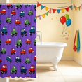 thumbnail image 3 of Erosebridal Cartoon Car Shower Curtain 72Wx84L, Automobile Bathroom Shower Curtain, Purple Blue, 3 of 5