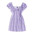 thumbnail image 1 of ZAFUL Women Leisure Tiny Floral Puff Sleeve Slit Mini Dress Light Purple L, 1 of 5