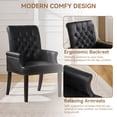 thumbnail image 5 of Leather Dining Chair with Arms, Upholstered Tufted High Back Dining Room Chairs, Accent Armchair with Solid Wood Leg and Nailhead Trim, Black, 5 of 8