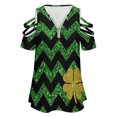 thumbnail image 6 of weskinke Top For Women Western Shirt Zipper Pullover Short Sleeve Color Block V Neck Fashion Casual Top St Patricks Day Print T Shirt, 6 of 8