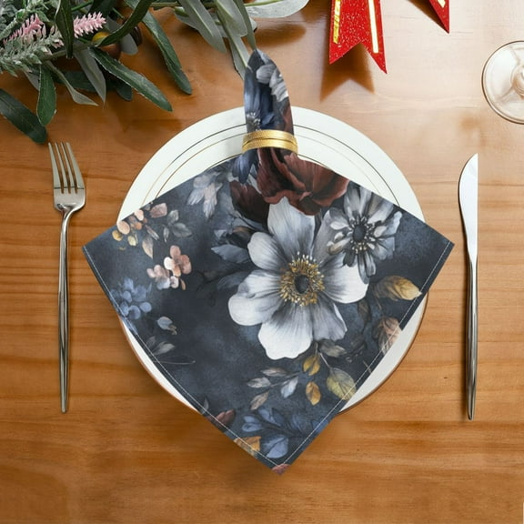 1 Pack 20'' x20" Satin Table Napkins Dinner Napkins for wedding Party Decoration events Blue Peonies