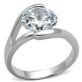 thumbnail image 1 of Women Rhodium Brass Ring with AAA Grade CZ in Clear - Size 6, 1 of 1