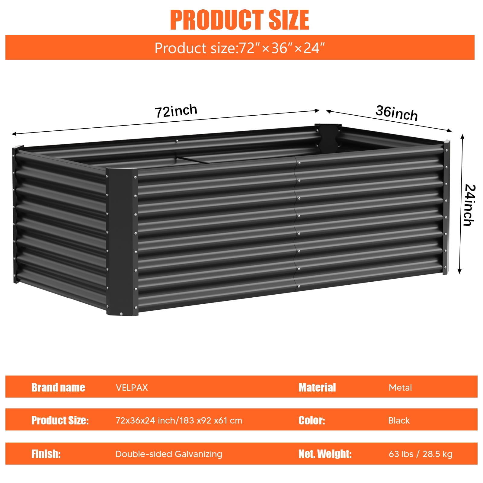 Raised Garden Bed 6×3×2ft, Large Outdoor Galvanized Metal Planter Box, 271 Gallon Capacity Garden Bed Kit for Vegetables, Fruits, Flowers & Herbs