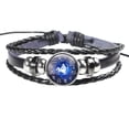 thumbnail image 4 of Offre Limitée, Bracelets Mode Hommes Femmes 12 Signes Punk Cuir Tissé, PENDANE, Noir, 4 of 8
