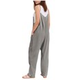 thumbnail image 3 of Olyvenn Women's V Neck Sleeveless Jumpsuits Spaghetti Straps Harem Long Pants Overalls with Pockets Wide Leg Suspender Jumpsuits Gray 6, 3 of 5
