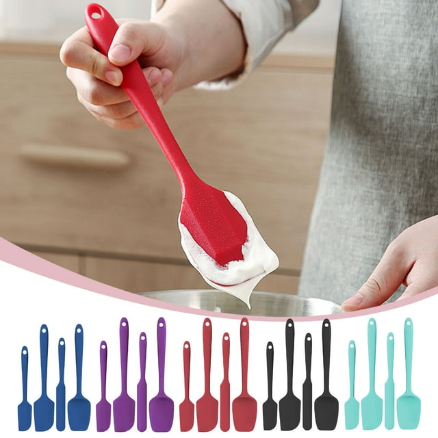 Sentmoon Silicone Spatula Set 4-Piece Kitchenware Large, Medium, Small Cake Buttercream Spreader Flexible Non-Stick Baking Tools Food Grade Easy Clean Cooking for Mixing Scraping Decorating
