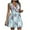 Light blue, variant on Fesfesfes Spring Dress for Women V-neck Hollow V Back Mini Dress Waist Pleated Floral Print Boho Dress Back Lace Up Zipper Up Sleeveless Dress