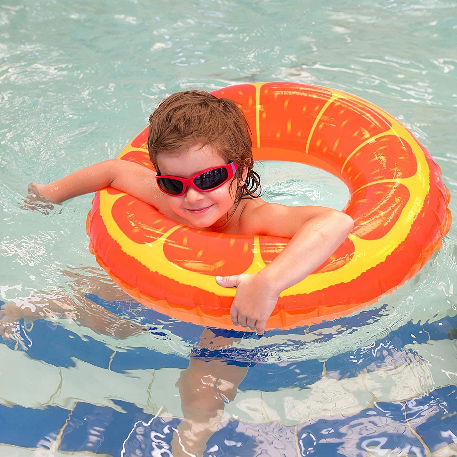 Astrymtic 3-Pack Fruit Pool Floats – Orange, Lemon, Grape Inflatable Rings For Summer Fun