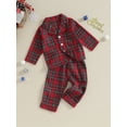 Toddler Boys Girls Christmas Pajamas Set Plaid Button up Long Sleeve