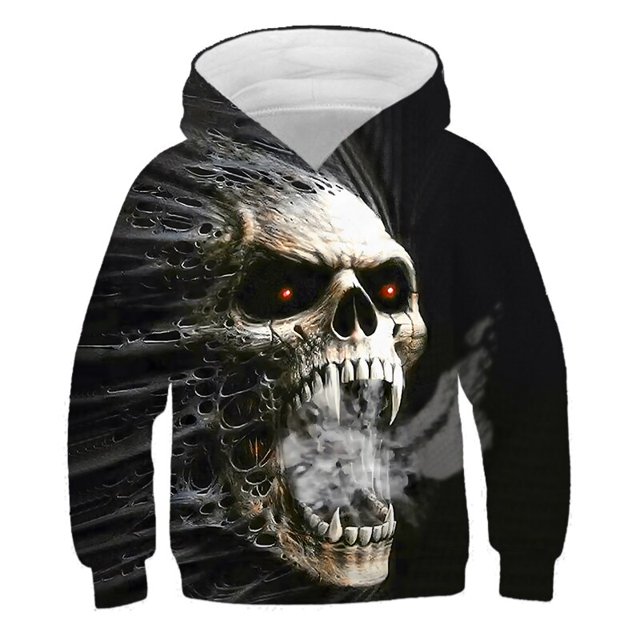 Sudadera con capucha de calavera de terror para niños, suéter de algodón con capucha de calabaza, ropa de moda para niños, 2022