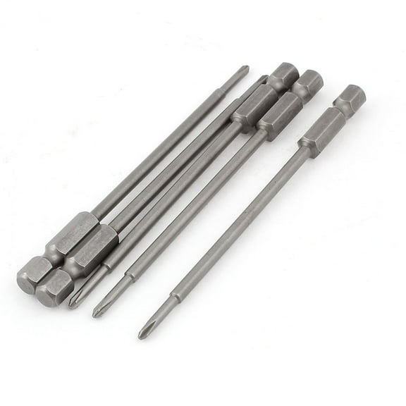 5pcs 1/4" Hex Shank 2.5mm PH1 Magnetic  Crosshead Screwdriver Bits 100mm