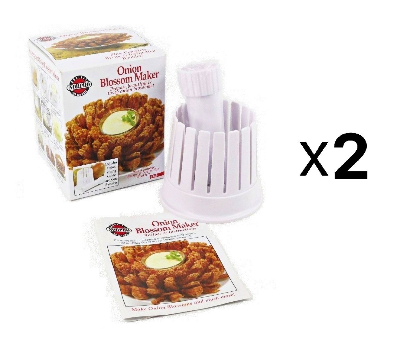 Blooming Onion Blossom Maker White Fry Slicer Core Remover 2 Pack Measures 5 25 X 4 25 X 4 25 13 5cm X 11cm X 11cm By Norpro Walmart Com Walmart Com