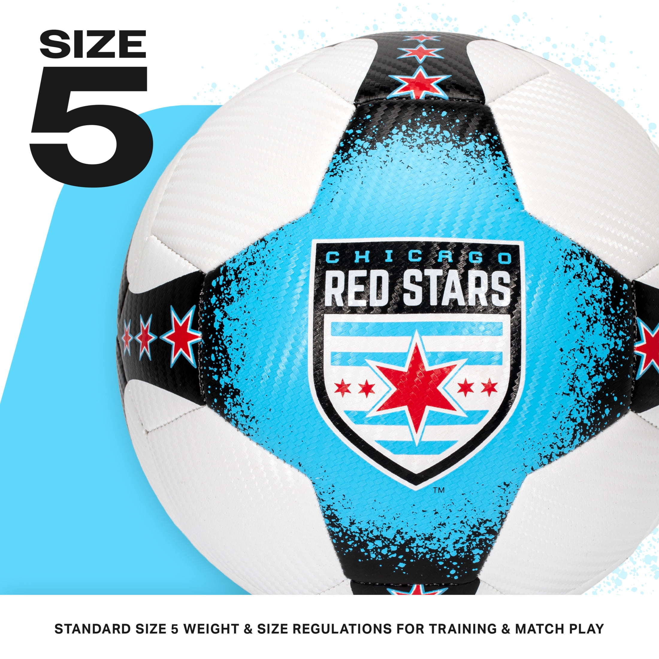 Franklin Sports NWSL Chicago Red Stars Soccer Ball - Official Size 5 Soccer Ball - Regulation Size + Weight Soccer Ball for Kids + Adults - Boys + Girls Soccer Ball - Air Pump Included