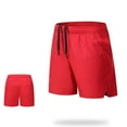thumbnail image 6 of WRKEKC Summer Shorts for Men Solid Color Fashion Simple Pocket Drawstring Waist Loose Leather Label Shorts 5-Inch with Casual Style, 6 of 9