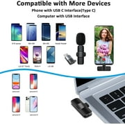 ميكروفون لافالير لاسلكي - ميكروفون لاسلكي لجهاز Android & iphone ipad - ميكروفون تقليل الضوضاء التلقائي لليوتيوب / فيسبوك / دفق مباشر / مقابلة ميكروفون طية صدر السترة مع مشبك