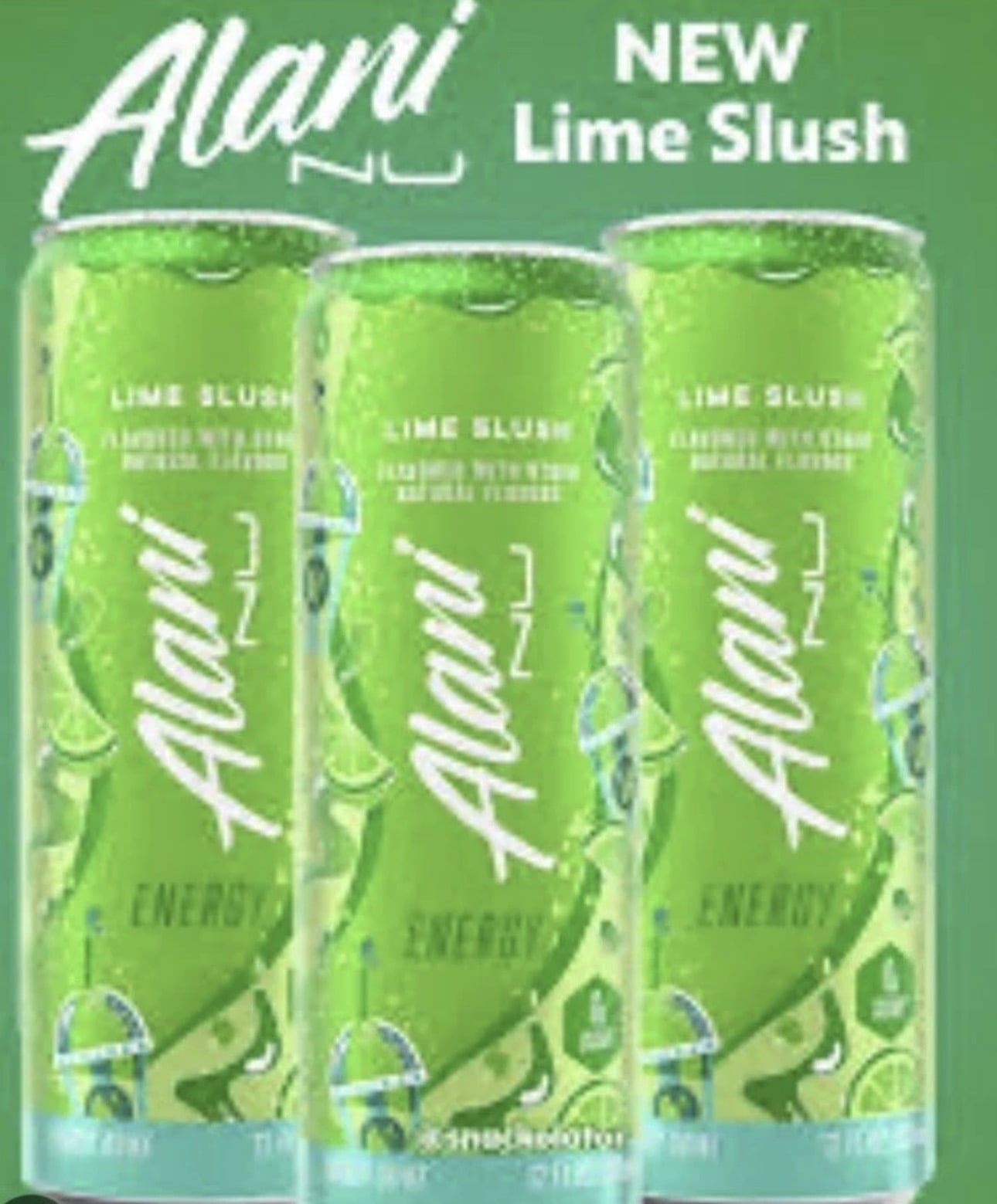 Alani Nu Energy Drink, Lime Slush Flavor, 12 Pack (12fl oz Cans), Sugar Free, Low Calories, 200mg Caffeine