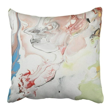 Watercolor Original Painting - WOPOP Artistic Abstract Hand Close Up Fragment of Original Acrylic Painting Creative Watercolor Aquatic Pillowcase 16x16 inch