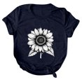 thumbnail image 2 of NAMTYQX Womens T Shirts Loose Fit Scoop Neck Muster Light Short Sleeve Plus Size Baggy Printed Basic Soft Womens Tshirts Cotton Loose Fit Navy Size S, 2 of 4