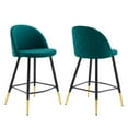 thumbnail image 2 of Modway Cordial Fabric Counter Stools - Set of 2 in Teal, 2 of 10
