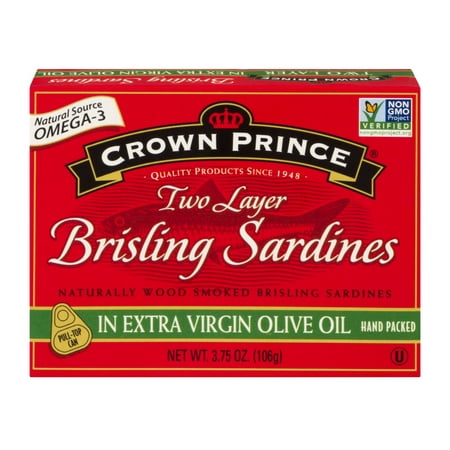 (3 Pack) Crown Prince Two Layer Brisling Sardines in Olive Oil, 3.75