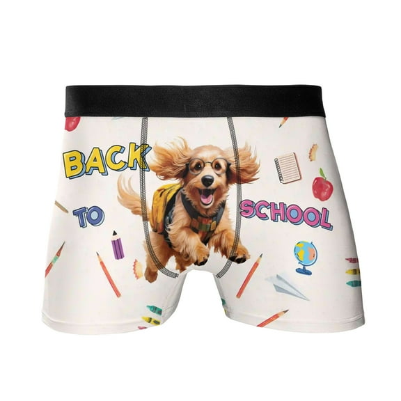 Back to School Cute Afghan Hound All Over Print Boxer Briefs Underwear for Men Dad Dog Lover - 13010