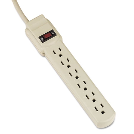 Six-Outlet Power Strip 4 Ft Cord 1.94 X 10.19 X 1.19 Ivory | Bundle of 5 Each