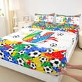 thumbnail image 5 of Erosebridal Letter U Soccer Ball Print Full Size Sheets, Sports Monogram Bed Sheets for Kids Boys and Girls, 1 Flat Sheet, 1 Fitted Sheet and 2 Pillowcases, 5 of 6