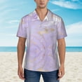thumbnail image 4 of Balery Lavender Glitter Foil Stripes Print Men's Hawaiian Shirts Short Sleeve Beach Shirt Relaxed Fit Vacation Button Down Shirts-X-Large, 4 of 9