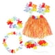 thumbnail image 4 of EeaseMX Conjunto de 6 faldas de baile hawaianas tropicales con flores, collar, pulseras, diadema y sujetador, 40 cm (falda colorida), 4 of 8