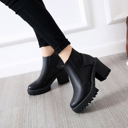 

AXXD Middle Ankle Boots Rain Boots Slip On Shoes Women Mom Medium Fall&Winter Mid-Calf Womens Winter Boots Women Shoes For Clearence