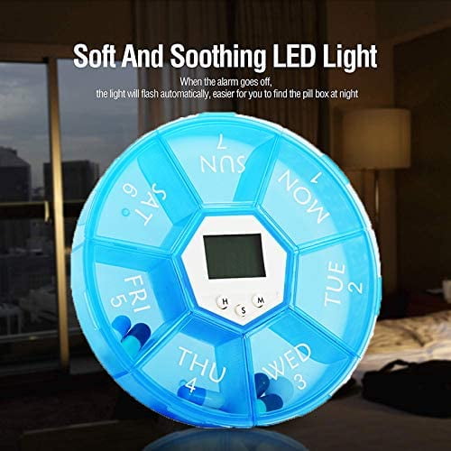 Buy 7Day Electronic Medication Pill Dispensers with Alarm Reminder, Large Compartments Moisture