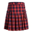 thumbnail image 5 of Isvgxsz Sweatpants Men Men Casual Fashion Have Pockets Plaid High-Waisted Skirt Pleated Skirt Short Skirt Father'S Day Gifts Red, 5 of 9