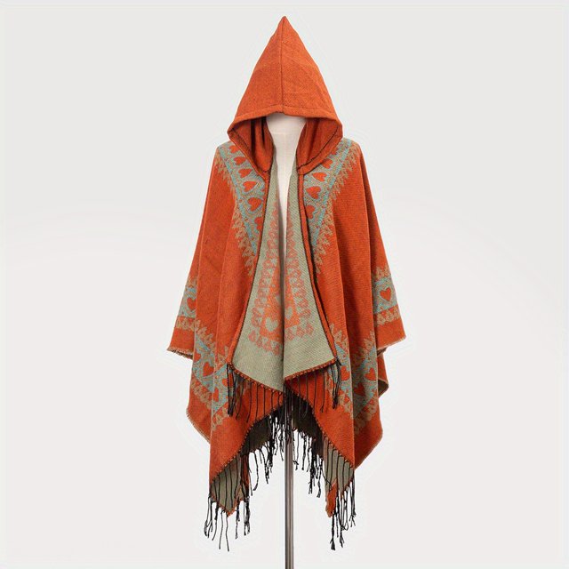 Cozy & Stylish Oversized Geometric Print Blanket Shawl with Tassel Wrap - Perfect for Outdoor Wind Protection!