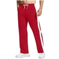 thumbnail image 3 of DDAPJ pyju Men's Lightweight Drawstring Sweatpants Side Striped Casual Track Pants Loose Fit Open Bottom Athletic Pants with Pockets Red M, 3 of 8