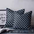 thumbnail image 3 of Navy Blue Morocco Throw Pillow Covers, Soft Pillowcases with Invisible Zipper, Modern Farmhouse Minimalist Plaid Decorative Square Pillow Cushion Covers for Living Room Couch Sofa Bed 24x24 Inches, 3 of 8