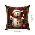 thumbnail image 3 of chaungfeng Christmas Linen Pillow Cover, Christmas Reindeer Snowman Printed Pattern Decorative Sofa Cushion Cases, 45x45cm Holiday Decor, Soft Fabric, for Living Room, Bedroom, Chair, 3 of 6