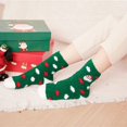 thumbnail image 4 of Womens Fuzzy Slipper Socks Winter Thermal Snowflake Cute Print Christmas Stockings Warm Indoor Home Socks,Z8-Green,One Size, 4 of 4