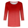 thumbnail image 4 of Uaswgudfs Tees for Women Trendy Fashion Round-Neck Half Sleeves T Shirt Gradient Color Casual Loose Basic Tops, 4 of 4