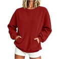thumbnail image 3 of Zysthvn Corduroy Sweatshirt Women Pullover Lightweight Casual Winter Sweatshirts for Women Crewneck with Pockets Solid Long Sleeve Tops, 3 of 7
