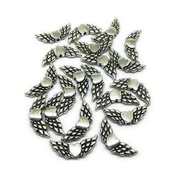 Bsi 30 Pcs Antique Silver Angel Wing Spacer Metal Charm Beads 21Mm (Wing B)