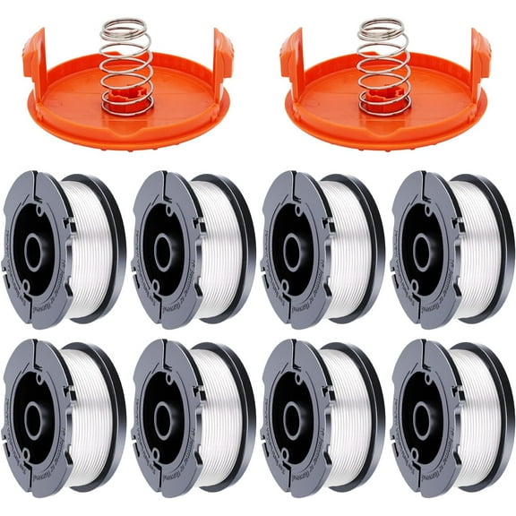 10 Pack Weed Eater Spool Spool Replacement for Black Decker AF-100 String Trimmers,30ft 0.065" Line String Trimmer Replacement Spool, (8 Replacement Spool, 2 Trimmer Cap, 2 Pack Spring)