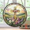thumbnail image 6 of Flower Suncatcher Faux Stained Glass Window Hanging - Christ Wall Art with Bible Verse, Religious Home Decor Gift for Holidays & Special Occasions, 6 of 6