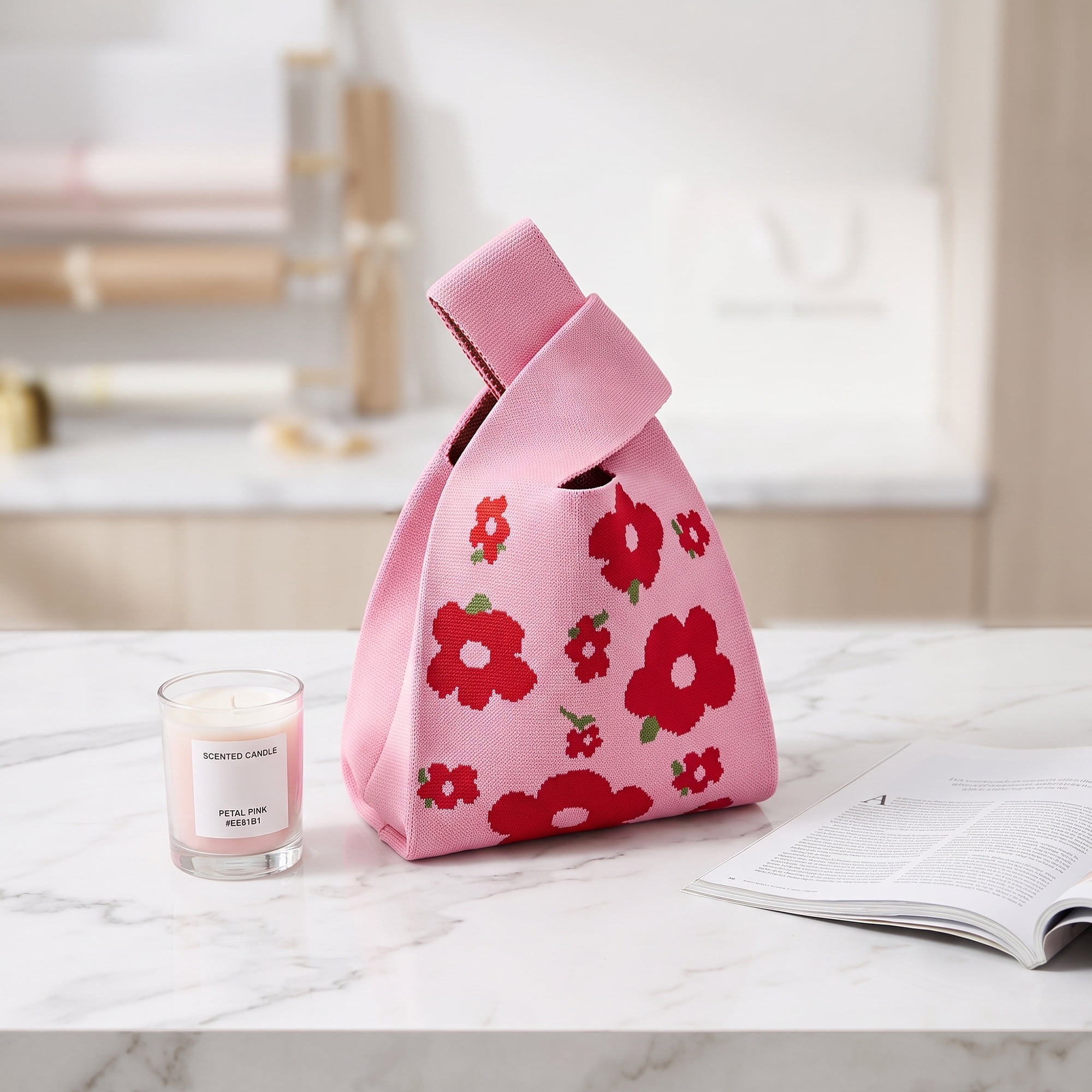 Unique Bargains Cute Cartoon Gift Bags with Handles for Parties 7.5" x 13.4" Red Flowers